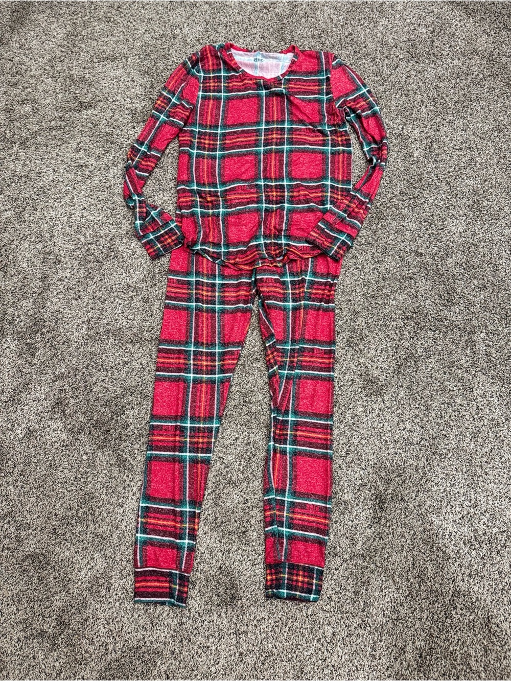 PINK Victoria's Secret Red Plaid Long-Sleeve Pajama Set